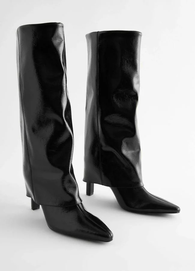 Bottines noires à talons et double tige
