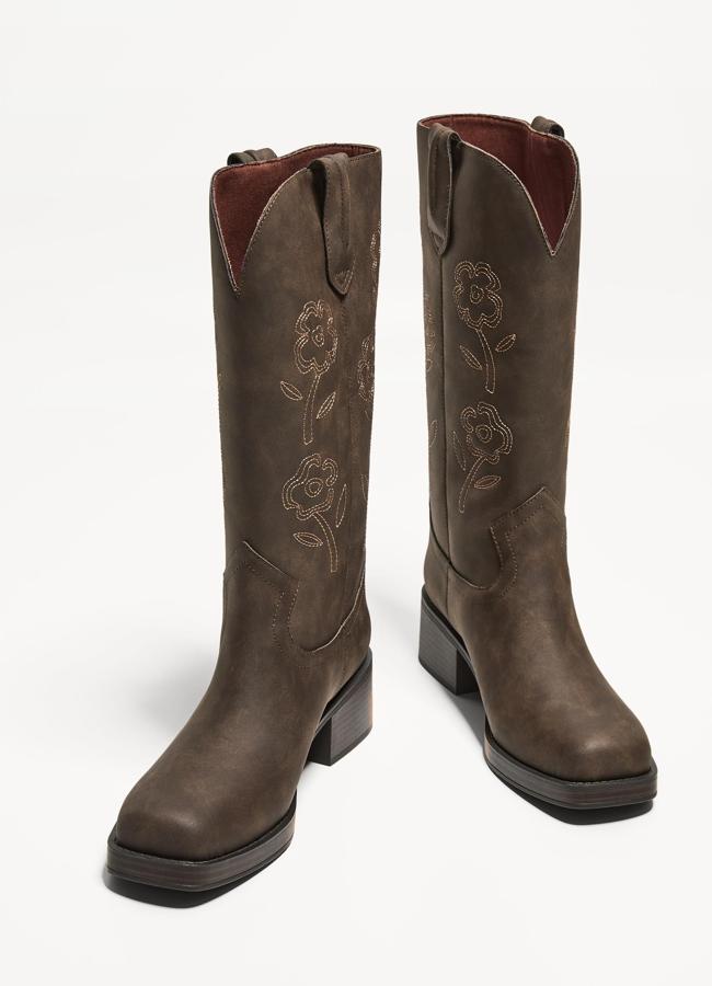 Bottes de cowboy avec broderie de fleurs