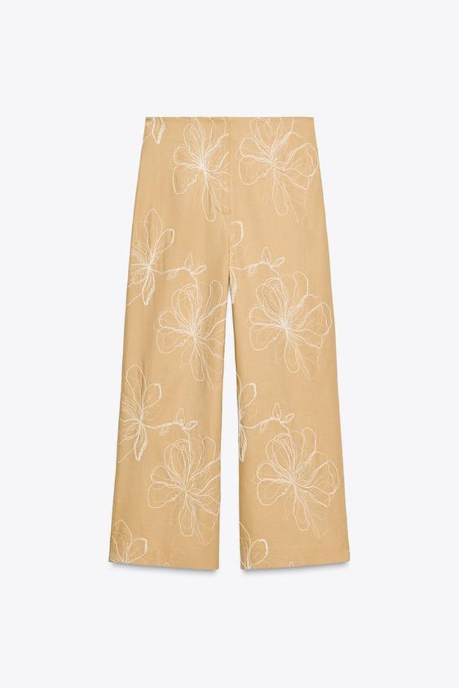 Pantalon brodé Zara.