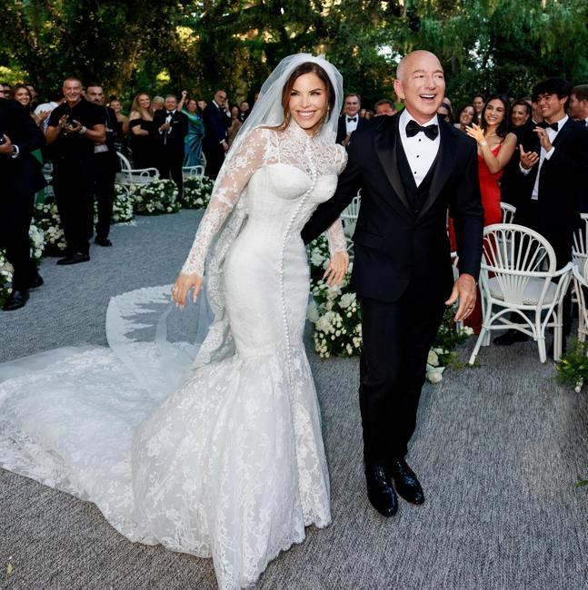 Lauren Sanchez et Jeff Bezos à leur mariage.