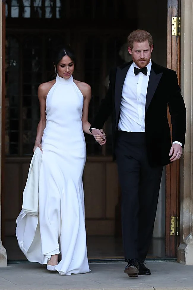 Meghan Markle dans sa deuxième robe de mariée.